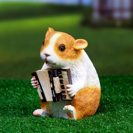 Garden figure "Guinea pig with accordion" 10x13.5x17cm-4