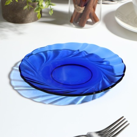 Dessert plate Sea Brim, d = 17 cm, glass, blue color-1