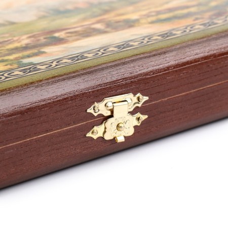 Backgammon "mountains", wooden board 40 x 40 cm, with a field for playing checkers-5