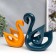 Souvenir Ceramics "Swans Blue and Orange" Gloss Set 2 pcs 14x6x15 15x20x20 cm