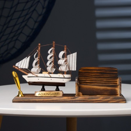 Set of desktop "ship": business card, stand for a pen, 15 x 22 x 7 cm-5
