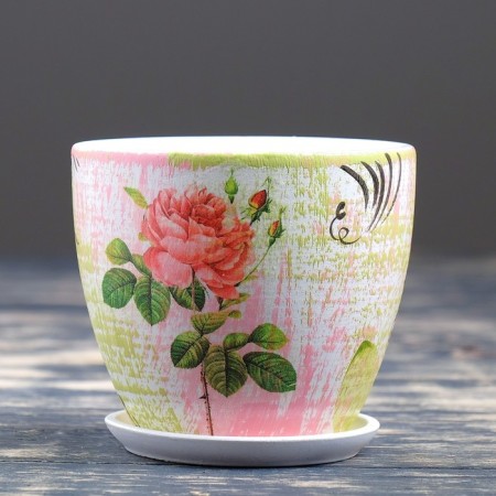 Flower Pot "Vintage" Rose No. 2 High Oval 0.5l-4