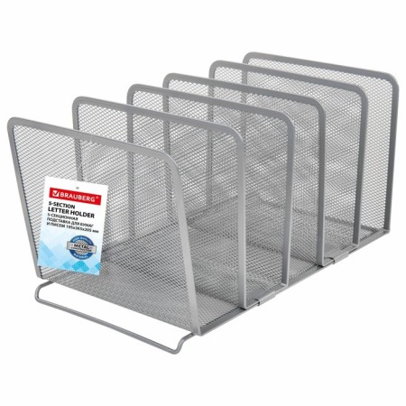 Horizontal Brauberg "Germanium" paper tray, 5 sections, metal, silver 237969-6