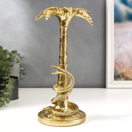 Souvenir Polystone Squint "Snake on Palma" gold 31x13.5x13.5 cm-1
