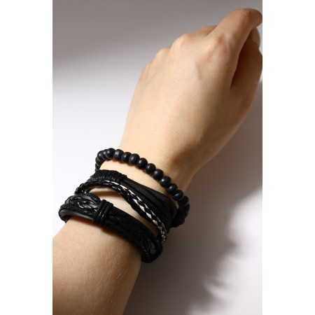 Bracelet Skin "Latyr", black color, d = 7.5 cm-3