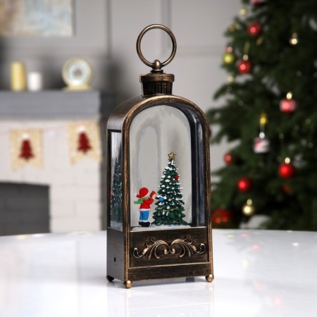 LED figure “Lantern with a Christmas tree” 10.2 × 23 × 5.8 cm, plastic, AAX3 batteries (not in the kit), USB, glow warm white-2