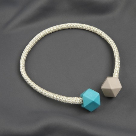 Picked up for curtains “pebbles”, d = 3 × 46 cm, dark-turquoise/sand color color-1