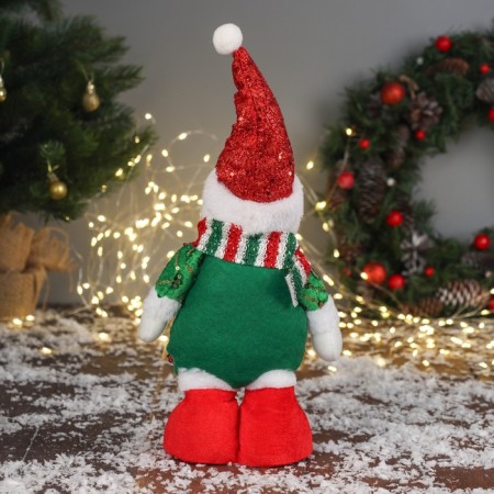 Soft toy "Snowman in a radiant costume" 34x17 cm, red-green-2