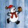 Glass sticker "Snowman with a gift" 10.5x12.5 cm