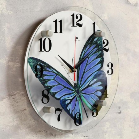 Wall clock, interior: animal world, "butterfly", d-21 cm, silent-1
