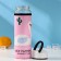 A glass bottle with a handle in a flamingos cover, 500 ml, h = 23.5 cm, Mix drawing