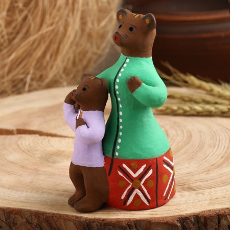 Souvenir "Bear with a bear cub", Kargopol toy-1