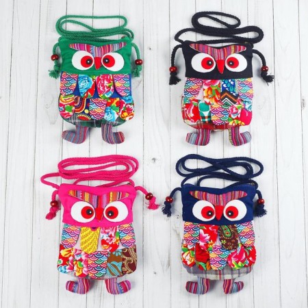 Soft handbag "owl", patchwork, species mix-3