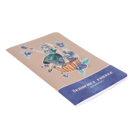 Notebook for girls 130 x 210 mm, 56 sheets in the Blueberry line, covered cardboard, Soft-Touch lamination, selective UV-lace-1