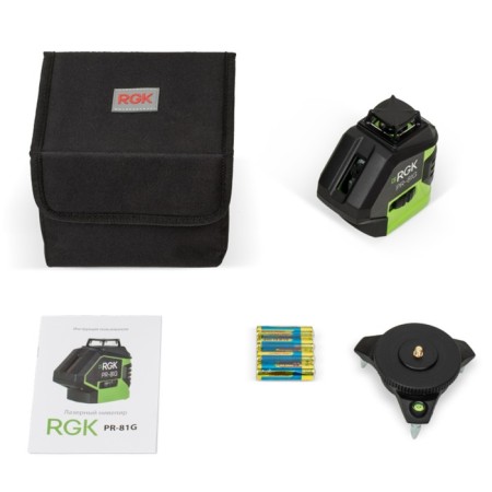 Laser level RGK PR-81G, 40 m, 360 °, 3 rays, 515 HM, 1/4 ", 5/8"-4