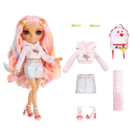 KIA Hart doll, with accessories, 24 cm, Rainbow Junior High, Pink-2