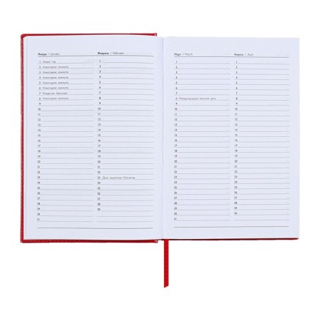Diary of Leduced A5, 160 sheets of Escalada, solid cover of artificial leather, pancake embossing, lies, block 70g/m2, red-8