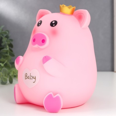 Piggy bank Plastic "Piglet in the Crown" 14.5x14x17 cm-2