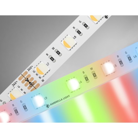Ambrella GS4401, 5 m, IP20, 5050, 60 LED/m, 10 W/m, 24V, RGB with warm white light