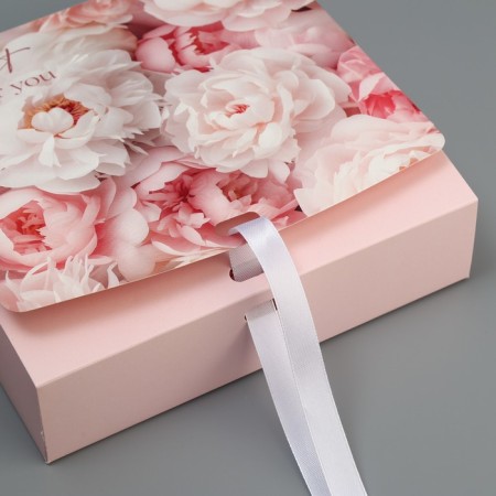 Bearbox Gift Two -way folding, packaging, “peonies”, 20 x 18 x 5 cm-5