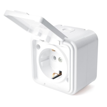 1-seater socket without grounding contact, with a lid, 250V, 16A, IP44, PST16-20-44 (Ra 16-1022740