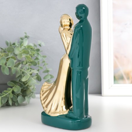 Souvenir Ceramics "Lovers" dark green with gold 22x10x6.5 cm-2