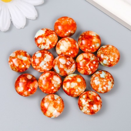 Beads for creativity plastic "Marble. Orange-red" set of 15 pcs 1.7x1.7x1 cm-1