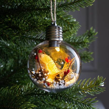 Christmas ball "New Year", batteries, 1 LED, glow warm white