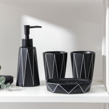 Loko's bathroom set, 4 items (a 280 ml soap dispenser, soap dish, 2 cups 250 ml), black color is black