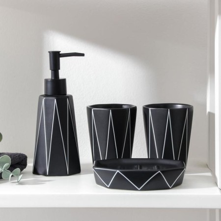 Loko's bathroom set, 4 items (a 280 ml soap dispenser, soap dish, 2 cups 250 ml), black color is black