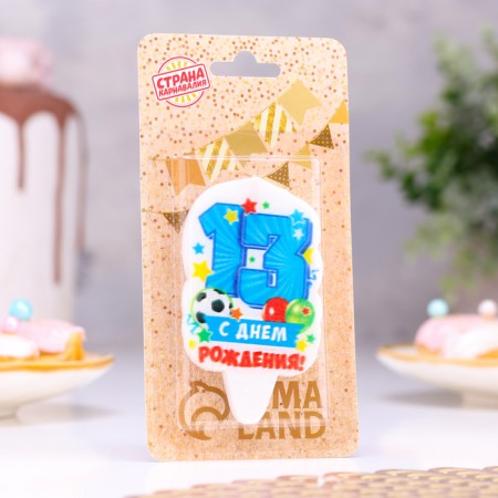 Candle for cake the number "Happy birthday" "13" Blue, 6.5 cm-1