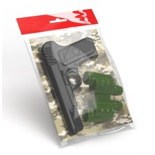 Equipment set: pistol, binoculars