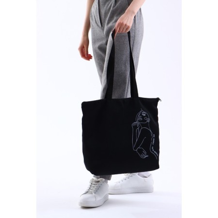 Shopper bag silhouette, without lining, black color-7