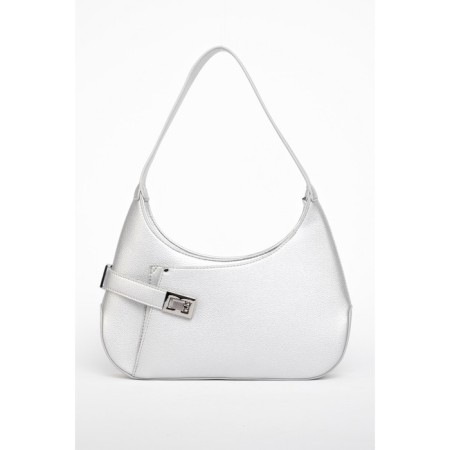 Women's bag with zipper, silver color
