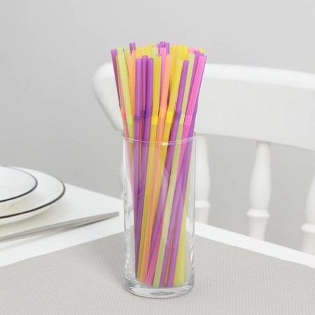 Disposable tubes for drinks, 21 cm, d = 5 mm, 50 pcs, with corrugation, color mix