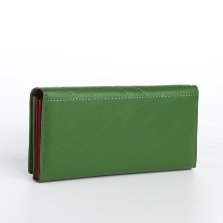 Women's wallet on magnet, green color-1