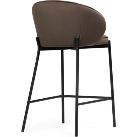 Haric Nile Metal/velor stool, black/chocolate 58x45x92 cm-3