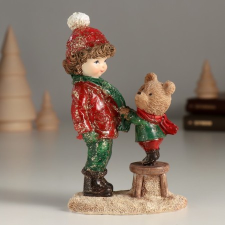 Souvenir Polystone "Baby with a bear" 8.5x5x13 cm-3