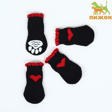 Nosks non -slip "love", size L (3.5/5 * 9 cm), set 4 pcs, black
