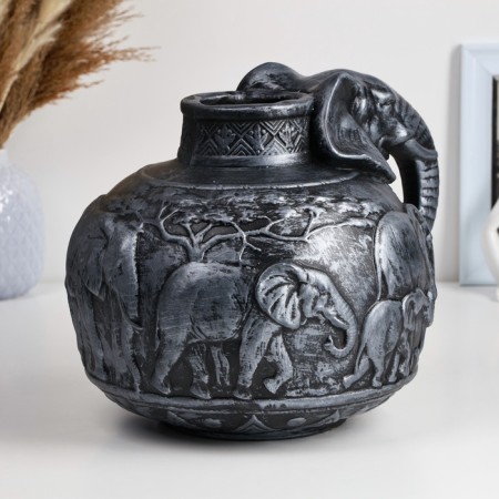 Kashpo - VAZ "African Elephants" 22x26x22cm, silver-3