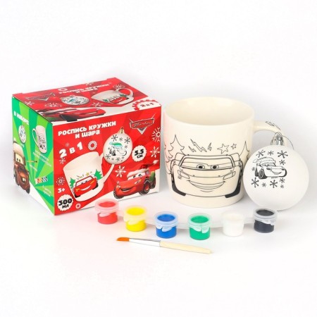 Set of mug for coloring with a Christmas tree, 300 ml "lightning Makuin and master", cars