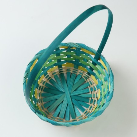 Wicker basket, 20.3 x 20.3 x 9.5/33 cm, green, bamboo-3