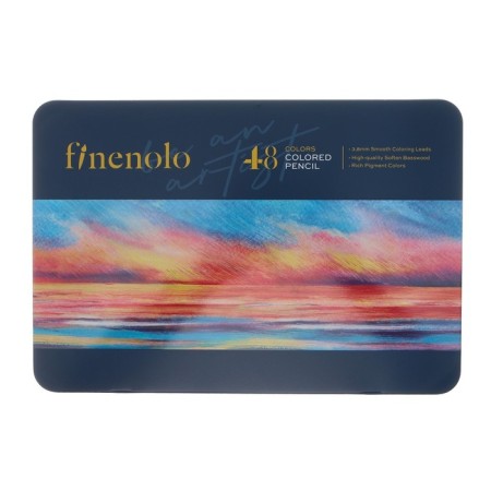 Pencils are artistic 48 colors, Finenolo, 3.8 mm, hexagonal, in a metal pencil case-1