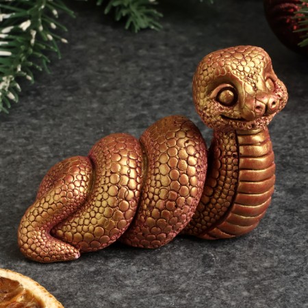 Figure "Snake Spiral" burgundy with gilding, 4x7x4cm-3