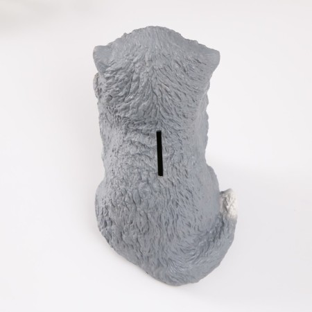 Piggy bank "Vaska kitten" gray, height 15.5 cm, width 10 cm, length 13.5 cm-5
