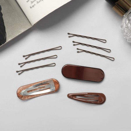 Invisible hair "Atlas" (set 9 pcs) 5 cm, coffee-2