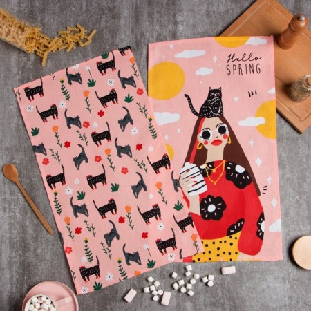 A set of kitchen towels of the Hello Spring 35x60cm-2pcs, 100% cotton