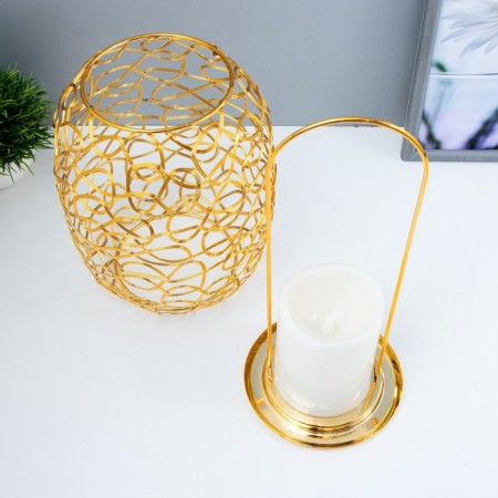 Nightlight "lantern" LED from batteries 2HAAA gold 16x16x20 cm Risalux-3