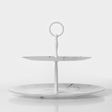 The floral lobby is the glass share "marble", d = 21 cm, d = 30 cm, 2 tiers, white color-1