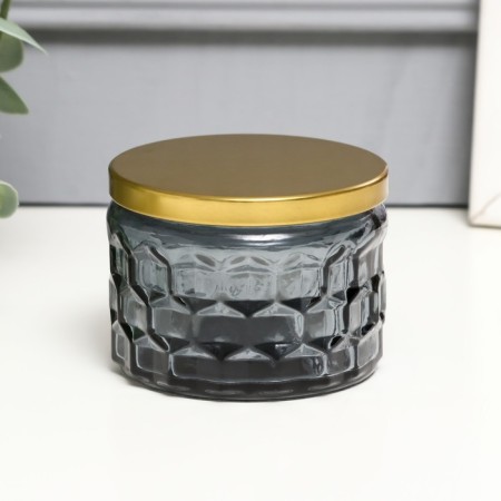 Bank for candles glass with a lid "Sot" gray 5x7x7 cm, mix
